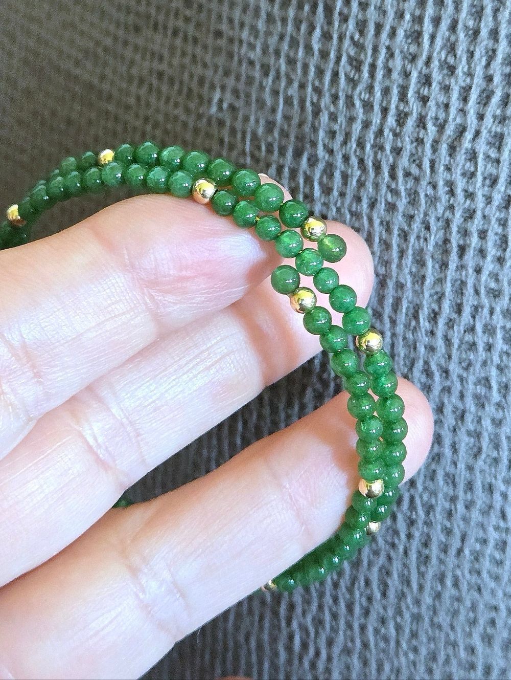 Green๐โJade and 14K Gold๐ Beads Wrap Bracelet - NWT - Picture 2 of 16
